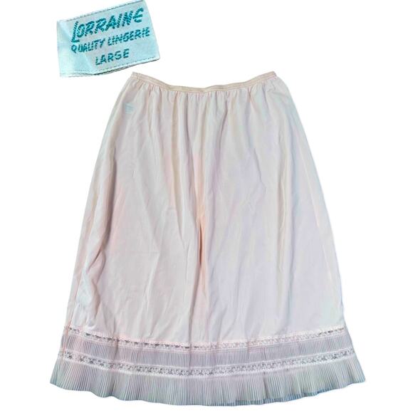 Vintage Lorraine Half Slip Women’s Large Ballet Pink Lace Hem Lingerie Feminine - Picture 1 of 15